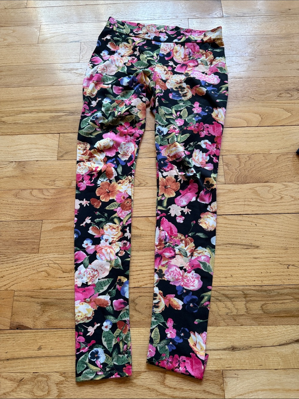 Divided Floral Black Multicolor Leggings